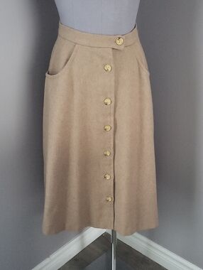 Vintage Rosecrest by Hudson Tan A-Line Skirt - 70s Mod